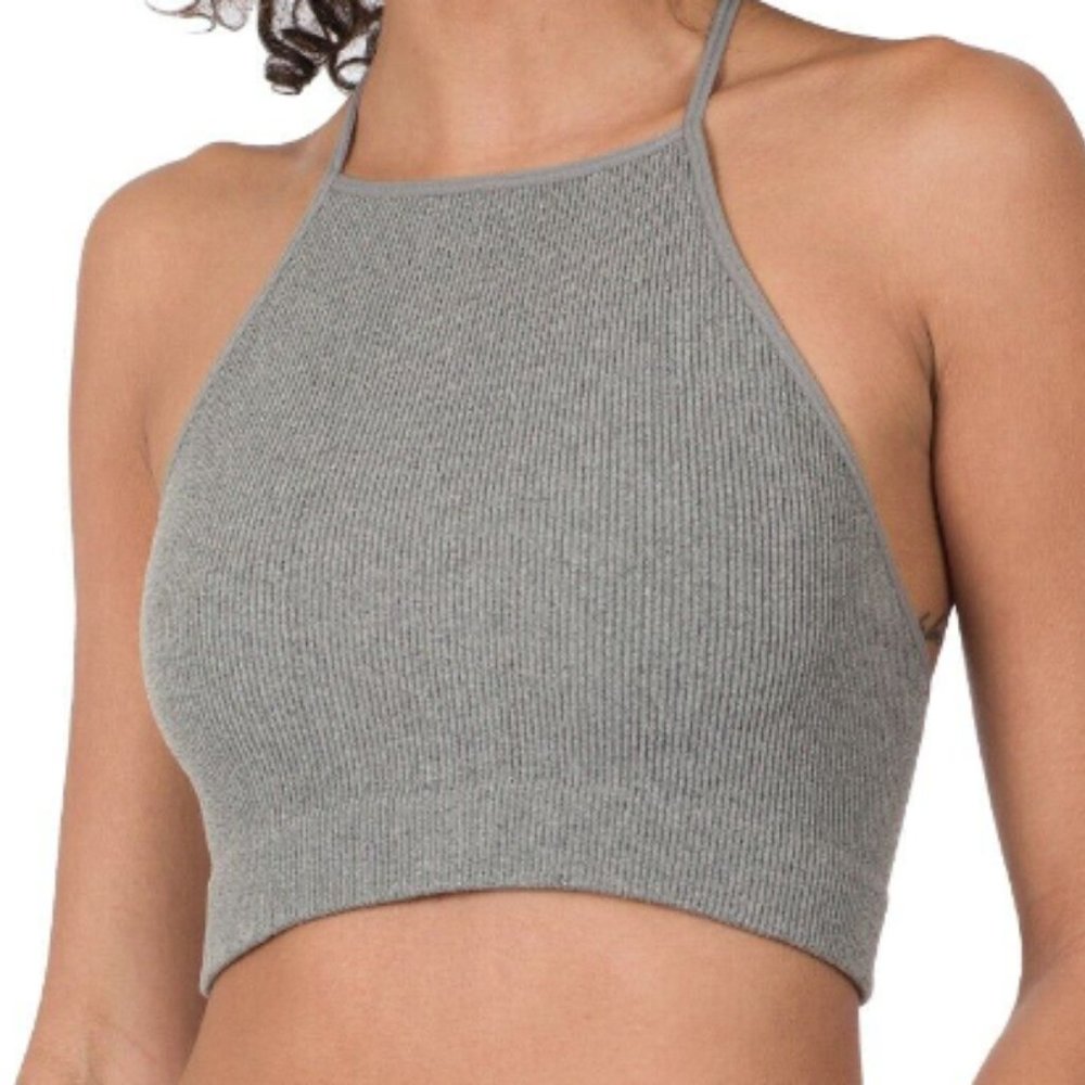 ZENANA Ribbed Seamless Cropped Cami Top - Picture 2 of 8